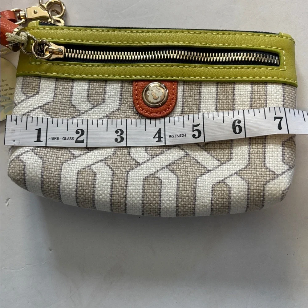 SPARTINA 449 NWTS WRISTLET LIME GREEN TAN/BEIGE/BURNT ORANGE LINEN AND LEATHER